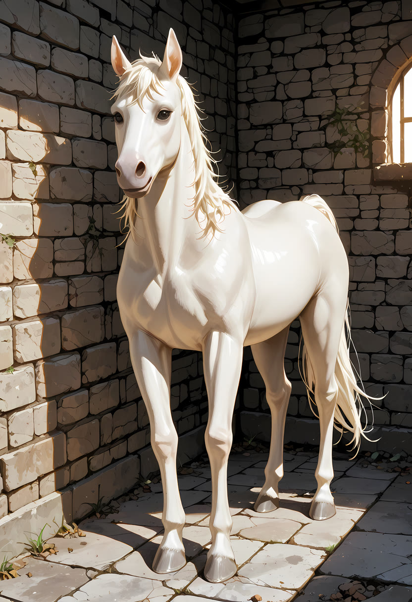 White horse, standing — Original